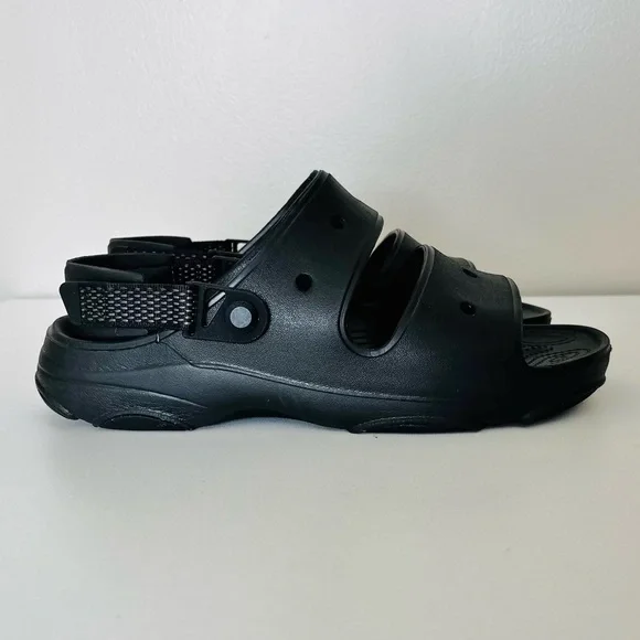 Crocs Classic All Terrain Rubber Sandals Hook & Loop Strap Unisex M10/W12 Black - Picture 9 of 11